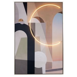 КАРТИНА КОЛОЕЗДАЧЕ С LED СВЕТЛИНА СЪС СРЕБЪРНА РАМКА ВЪРХУ ПРИНТИРАНО ПЛАТНО 80X120 СМ