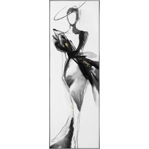 КАРТИНА НА ПЛАТНО В ЧЕРНО-БЯЛО-ЗЛАТИСТ ЦВЕТ С ЕЛЕГАНТЕН ЖЕНСКИ ДИЗАЙН В РАМКА - 42.5x122.5x3.5см 6 БР./КУТИЯ
