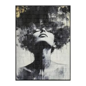 КАРТИНА НА ПЛАТНО ЖЕНСКИ СЕНСЕЙШЪНС, ЧЕРНО-БЯЛО/ЗЛАТНО, РЕЛЕФЕН ЕФЕКТ, В РАМКА - 60x80x3.5 см, 15 бр./КУТИЯ