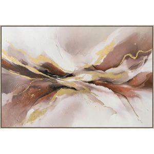 КАРТИНА НА ПЛАТНО ИЗГНИЛА ЯБЪЛКА - ЗЛАТИСТ АБСТРАКТЕН ДИЗАЙН В РАМКА - 122.5x82.5x3.5см 6 БР./КУТИЯ