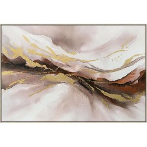 КАРТИНА НА ПЛАТНО ИЗГНИЛА ЯБЪЛКА - ЗЛАТИСТ АБСТРАКТЕН ДИЗАЙН В РАМКА - 122.5x82.5x3.5см 6 БР./КУТИЯ