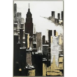 КАРТИНА НА ПЛАТНО С НЕБОЧЕРИ, ЧЕРНО-БЯЛО/ЗЛАТНО, РЕЛЕФЕН ЕФЕКТ В РАМКА - 80x120x3.8 см, 14 бр./КУТИЯ