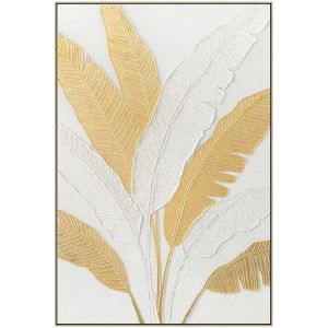 КАРТИНА НА ПЛАТНО С РЕЛЕФЕН ДИЗАЙН БАНАН В БЯЛ/ЗЛАТИСТ ЦВЕТ В РАМКА - 82.5x122.5x3.5см 8 БР./КУТИЯ