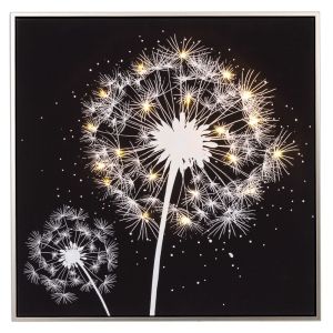 КАРТИНА С ГЛУХАРЧЕ С LED СВЕТЛИНА И СРЕБЪРНА РАМКА ВЪРХУ ПЛАТНО С ПЕЧАТ 60X60 СМ