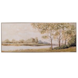 КАРТИНА С ПРИРОДЕН ПЕЙЗАЖ ВЪРХУ ПЛАТНО СЪС СРЕБЪРНА РАМКА 180X70 СМ