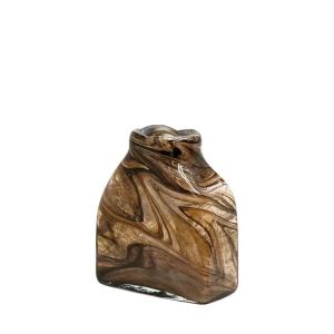 КАФЯВА/МЕДЕНА ВАЗА ОТ ДУХАНО СТЪКЛО, КЪСА ПЛАКА - 20.5x9.5x22см 4 БР./КУТИЯ