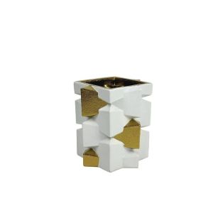 КЕРАМИЧНА ВАЗА БЯЛА/ЗЛАТНА КВАДРАТНА КРЪСТ XSAL - 20.3 см 1/8KIB