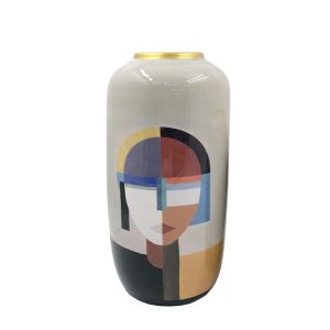 КЕРАМИЧНА ВАЗА ГОЛЯМА С ЦВЕТНО ЖЕНСКО ЛИЦЕ - Φ18x41см 4/KIB