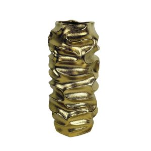 КЕРАМИЧНА ВАЗА ЗЛАТИСТО С ВЪЛНООБРАЗЕН ЕФЕКТ ГОЛЯМА - 34.3 см 1/6 КБ