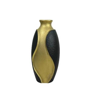 КЕРАМИЧНА ВАЗА ЗЛАТНА С ЧЕРНО РЕЛЕФНО ПОКРИТИЕ ГОЛЯМА - 37,6 см 1/6KIB