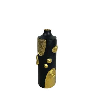 КЕРАМИЧНА ВАЗА ЧЕРНА ВИСОКА СЪС ЗЛАТИСТИ ДОПЪЛНИТЕЛНИ ЧАСТИ МАЛКА - 30 см 1/12 КУТИЯ