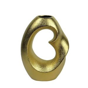 КЕРАМИЧНА ВАЗА, ЗЛАТИСТА, УСУКАНА С ДУПКИ, ГОЛЯМА - 29,2 см 1/8KIB