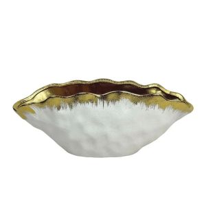 КЕРАМИЧНА КУПА БЯЛА/ЗЛАТИСТА С ОМБРЕ ЕФЕКТ НА МИДИНА ГОЛЯМА - 36,8 см 1/6 КУБИЧКА