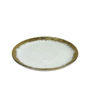 КЕРАМИЧНА ЧИНИЯ БЯЛА/ЗЛАТИСТА ОМБРЕ ЕФЕКТ КРЪГЛА - 29.2 см 3/24 КУТИЯ