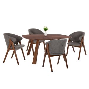 КОМПЛЕКТ МАСА И СТОЛОВЕ 5 ЧАСТИ HANA HM21340.02 КВАДРАТНА МАСА ОТ MDF - СТОЛОВЕ ОТ КАУЧУКОВО ДЪРВО И ПЛАТ