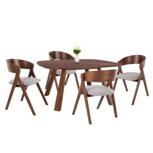 КОМПЛЕКТ МАСА И СТОЛОВЕ 5 ЧАСТИ NEKKER HM21340.01 КВАДРАТНА МАСА ОТ MDF - СТОЛОВЕ ОТ КАУЧУКОВО ДЪРВО И ПЛАТ