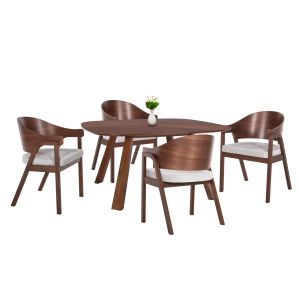 КОМПЛЕКТ МАСА И СТОЛОВЕ 5 ЧАСТИ RINER HM21340 КВАДРАТНА МАСА ОТ MDF - СТОЛОВЕ ОТ КАУЧУКОВО ДЪРВО И ПЛАТ