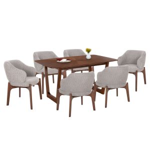 КОМПЛЕКТ МАСА И СТОЛОВЕ 7 ЧАСТИ ABAI HM21338.02 МАСА ОТ MDF - СТОЛОВЕ С БУКЛЕ ПЛАТА