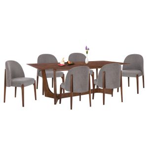 КОМПЛЕКТ МАСА И СТОЛОВЕ 7 ЧАСТИ RIMER HM21339 МАСА ОТ MDF - СТОЛОВЕ ОТ КАУЧУКОВО ДЪРВО И ПЛАТ