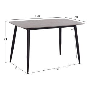 КОМПЛЕКТ МАСА И СТОЛОВЕ 5 ЧАСТИ RAVEN HM21068.03 КЕРАМИЧЕН ПЛОТ СИВ МРАМОР - СИВ ПЛАТ