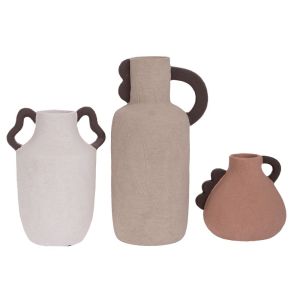 КОМПЛЕКТ ОТ 3 КЕРАМИЧНИ ВАЗИ В РАЗНООБРАЗИЕ НА ЦВЕТОВЕ В ПОДАРЪЧНА КУТИЯ 13,5X10,5X24СМ