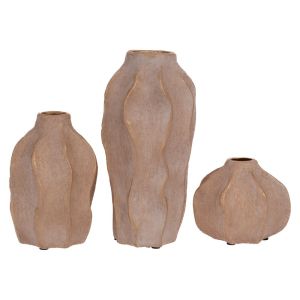 КОМПЛЕКТ ОТ 3 КРЕМАВИ КЕРАМИЧНИ ВАЗИ В ПОДАРЪЧНА КУТИЯ 10,5X10,5X22 СМ