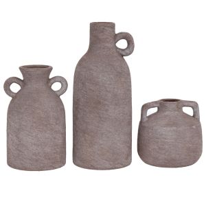 КОМПЛЕКТ ОТ 3 СИВИ КЕРАМИЧНИ ВАЗИ В ПОДАРЪЧНА КУТИЯ 10X10X24 СМ
