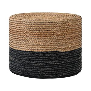 КРЪГЪЛ ПУФ-ТАБУРЕТКА ЮТА ЧЕРНО-КАФЯВ ЦВЯТ 45X35СМ