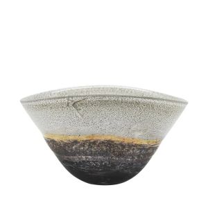 КУПА ОТ ДУХАНО СТЪКЛО, ОВАЛНА, БЕЖОВО/МЕДЕНО-СИВ И СИВ МРАМОР - 37x27x19см 2 бр./КУТИЯ