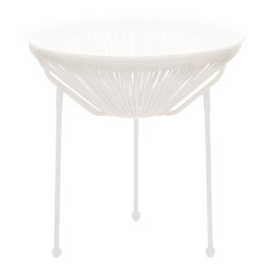 МАСА ACAPULCO ОТ МЕТАЛ И ПОЛИРАТАН В БЯЛО, РАЗМЕРИ 50X52 СМ