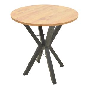 МАСА ROGUE С ЕСТЕСТВЕН АБАЖУР И ЧЕРНИ МЕТАЛНИ КРАКА, РАЗМЕРИ 70X72 СМ