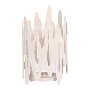 МЕТАЛЕН СВЕЩНИК FL620016 КРЕМАВ ЦВЯТ 14X24СМ