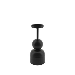 МЕТАЛЕН СВЕЩНИК ЧЕРЕН КРЪГЪЛ /КЪСА ОСНОВА - Φ8.5x21см 8/KIB