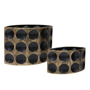 МЕТАЛНА ВАЗА ЗЛАТИСТ/ЧЕРЕН КОМПЛЕКТ/2 ОЧИ С КРЪГОВЕ - Д: 33.7x17.1x24.1, Ш: 26.7x13.3x15.9см 4/KIB