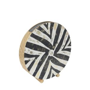 МЕТАЛНА ВАЗА ЗЛАТИСТА/ЧЕРНА/БЯЛА С ЛИНЕАРЕН ДИЗАЙН - 36.8x38.1x8.9см 4/KIB