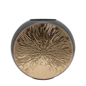 МЕТАЛНА ВАЗА ЗЛАТИСТО-ЧЕРНА КРЪГЛА/ МАЛКА - 53x15.5x49.5см 1/KIB