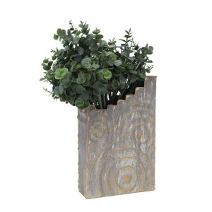 МЕТАЛНА ВАЗА ЗЛАТИСТО/СИВИ КРЪГОВЕ - 22.2x34.3x8.3см 4/KIB