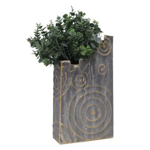 МЕТАЛНА ВАЗА ЗЛАТИСТО/СИВИ КРЪГОВЕ - 24.1x43.8x10.2см 4/KIB