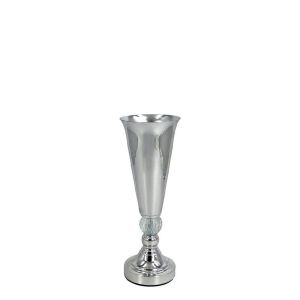 МЕТАЛНА ВАЗА СРЕБЪРНА/БЯЛА КЛАСИЧЕСКА С КРИСТАЛ МАЛКА - Φ12x33см 24/КУТИЯ