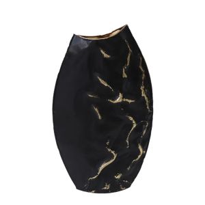 МЕТАЛНА ВАЗА ЧЕРНА/ЗЛАТНА НАБРАЧЕНА - 27.3x10.2x45.7см 4/KIB