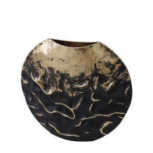 МЕТАЛНА ВАЗА ЧЕРНА/ЗЛАТНА, МАЧЕНА КРЪГЛА - 42.5x12.7x38.7см 4/KIB