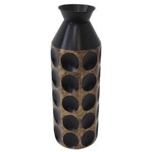 МЕТАЛНА ВАЗА ЧЕРНО/ЗЛАТИСТИ КРЪГОВЕ - Φ19.7x61.6см 4/KIB