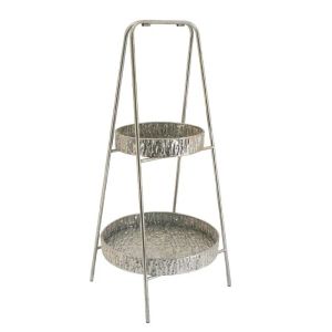 МЕТАЛНА ДВОЙНА СТЪЛБА, СРЕБЪРНА, АНТИЧНА - Φ33x72см 2 бр./КУТИЯ