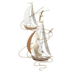 МЕТАЛНА СТЕННА ДЕКОРАЦИЯ 2 ЛОДКИ, ВЪЛНИ И ПТИЦИ - 45.1x88.9x4.4см 4/КУТИЯ