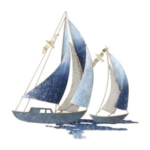 МЕТАЛНА СТЕННА ДЕКОРАЦИЯ 3 ЛОДКИ И МОРЕ - 48.9x48.9x3.8 см 4/КУТИЯ