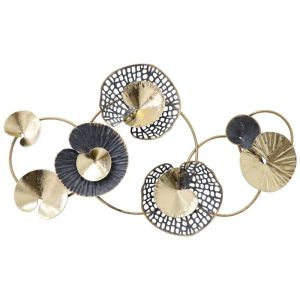 МЕТАЛНА СТЕННА ДЕКОРАЦИЯ С ЛИНЕЙЕН КРЪГЪЛ МОДЕЛ В ЗЛАТИСТ/СИВ РАЗМЕР - 55.2x32.4x5.1см 4/KIB