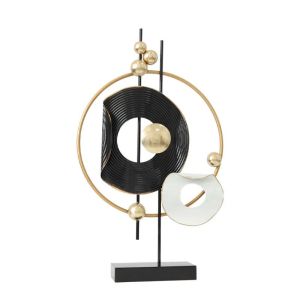 МЕТАЛНИ ДЕКОРАТИВНИ ЗЛАТНИ/ЧЕРНИ КРЪГОВЕ - 33.7x56.5x8.9см 4/KIB