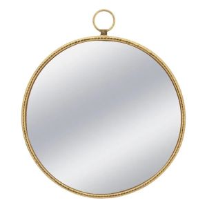 МЕТАЛНО СТЕННО ОГЛЕДАЛО ЗА ЗЛАТИСТ КРЪГ/КУКА - 79x3.5x91см 1/KIB