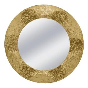 Метално стенно огледало златист кръг/бяло - Φ104x7см 1/kib