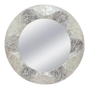 Метално стенно огледало сребърно кръгло/бяло - Φ104x7см 1/kib